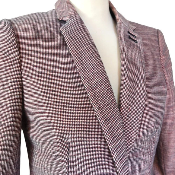 The Limited Women's Blazer in Woven Tweed Red-Orange Black White Career Medium - Picture 1 of 9